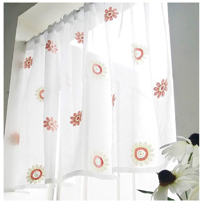 2. Home Decoration Sun Flower Embroidery Curtains Bay Window Regarding Embroidered Ladybugs Window Curtain Pieces (Photo 19 of 50)