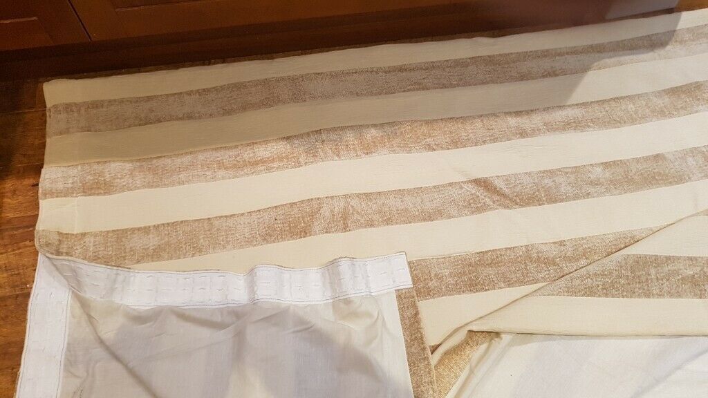 2 Sets Of Beautiful Hand Made Curtains. Beige Striped And Fully Lined  Lovely Thick Material | In Crookston, Glasgow | Gumtree Intended For Glasgow Curtain Tier Sets (Photo 7 of 30)
