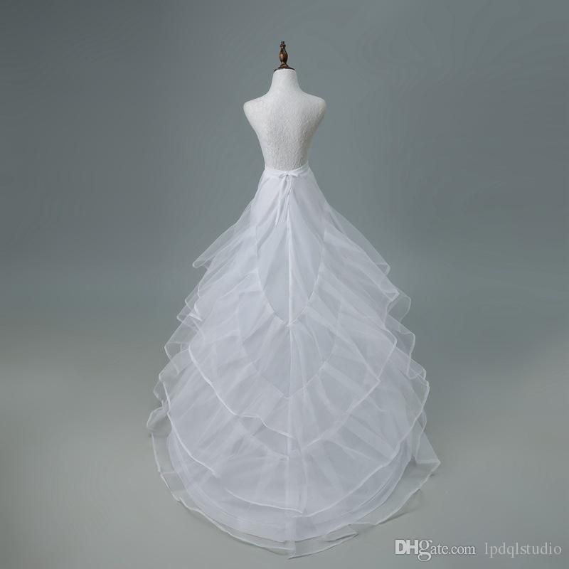 2018 New White Bridal Petticoats Long Wedding Accessories Bridal Petticoast  Elastic Waist High Quality Cheap Free Shipping For White Ruffled Sheer Petticoat Tier Pairs (Photo 22 of 30)