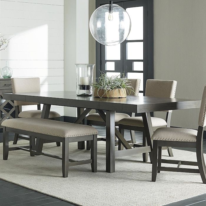 2020 Owen Extending Pedestal Dining Table Weathered Gray Pottery Inside Weathered Gray Owen Pedestal Extending Dining Tables (Photo 16 of 30)