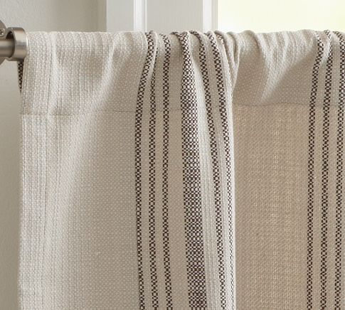 $22.99 French Stripe Cafe Curtain | Pottery Barn In 2019 Pertaining To Linen Stripe Rod Pocket Sheer Kitchen Tier Sets (Photo 27 of 46)