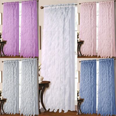 2pc Vertical Ruffles Voile Sheer Window Waterfall Curtain With Vertical Ruffled Waterfall Valances And Curtain Tiers (View 11 of 43)