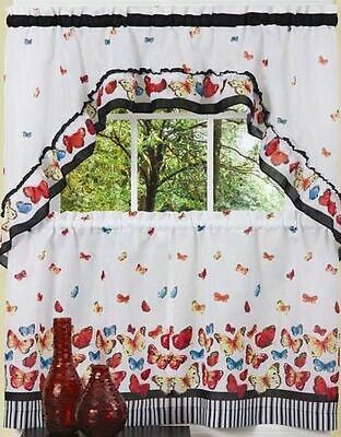3 Pc Kitchen Curtains Tier & Swag (57"x30") Set, Wine Pertaining To Chardonnay Tier And Swag Kitchen Curtain Sets (View 17 of 50)