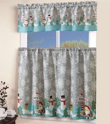 3 Pcs Christmas Kitchen Curtain With Swag And Tier Window Curtain Set  Holiday | Ebay For Red Delicious Apple 3 Piece Curtain Tiers (View 3 of 50)