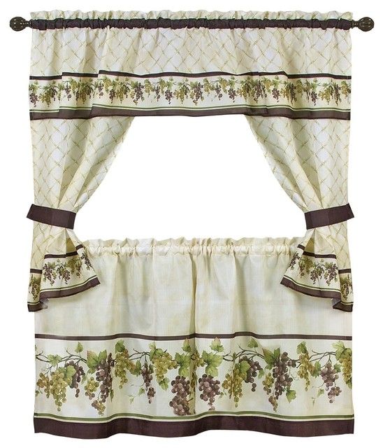 4 Piece Cottage Window Set, Curtains, Tiers And Ruffled Swag, Tuscany With Traditional Two Piece Tailored Tier And Valance Window Curtains (Photo 30 of 50)