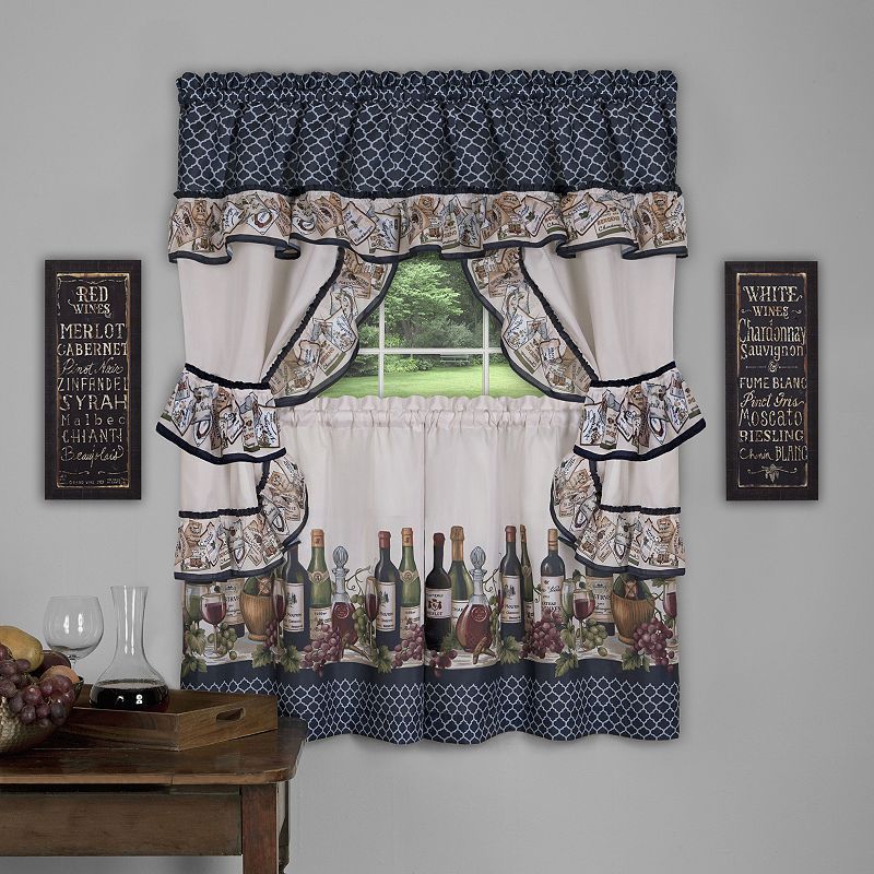 Achim 3 Piece Chateau Cottage Window Set | Products In Chocolate 5 Piece Curtain Tier And Swag Sets (View 14 of 30)
