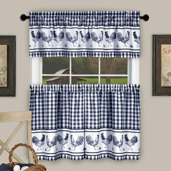 Achim Barnyard Rooster Plaid Tier & Valance Kitchen Curtain With Semi Sheer Rod Pocket Kitchen Curtain Valance And Tiers Sets (Photo 21 of 30)