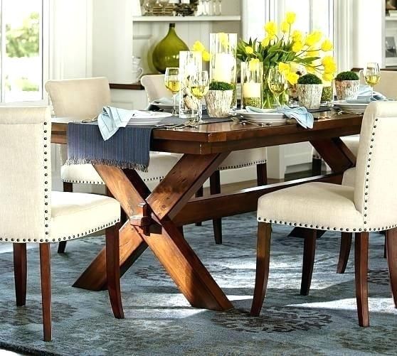 Alfresco Brown Benchwright Pedestal Extending Dining Tables Throughout Newest Potterybarn Dining Table – Teencuentro.co (Photo 23 of 30)