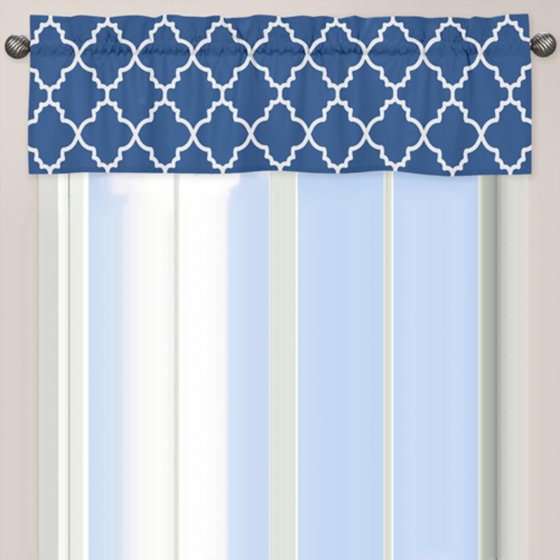 Antique Blue Windows: Jojo Designs Trellis Blue And White Intended For Trellis Pattern Window Valances (View 25 of 50)