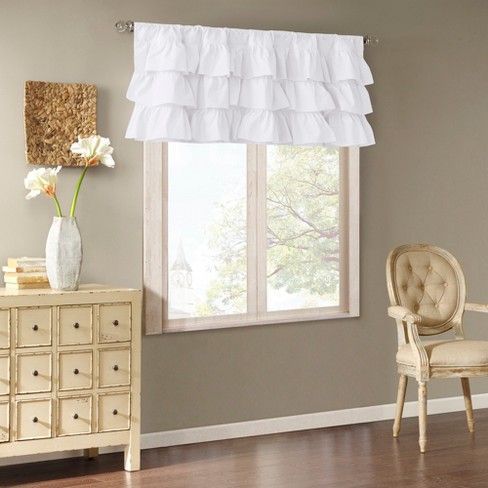 Ariana Cotton Oversized Ruffle Valance White 50x18" | For Pertaining To Maize Vertical Ruffled Waterfall Valance And Curtain Tiers (Photo 5 of 30)