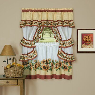 August Grove Tabares Susan 57" Window Valance Size: 57" W X Regarding Traditional Two Piece Tailored Tier And Swag Window Curtains Sets With Ornate Rooster Print (Photo 12 of 50)