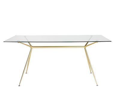 Avery Rectangular Dining Table, 66", Brushed Gold (View 3 of 20)