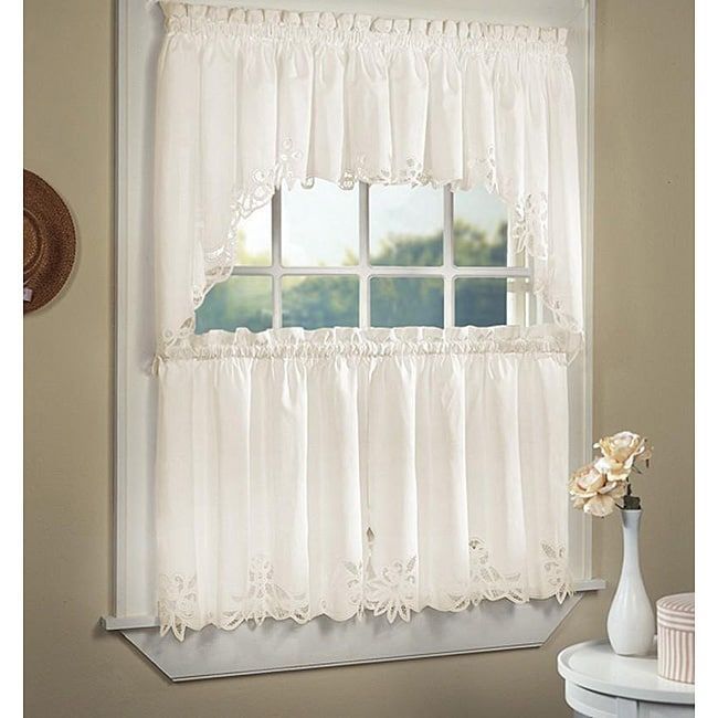 Battenburg Cotton Lace 5 Piece Window Tier And Swag Set (36 Pertaining To Cotton Lace 5 Piece Window Tier And Swag Sets (Photo 1 of 50)