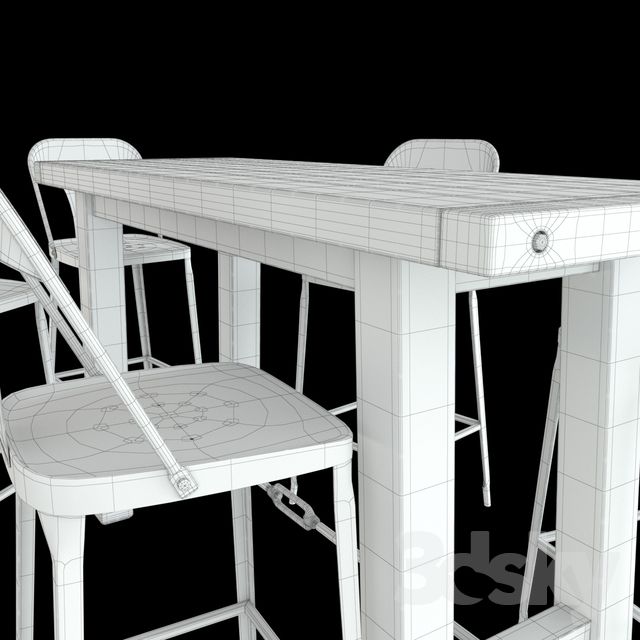 Benchwright Counter Height Tables Inside Famous 3d Models: Table + Chair – Benchwright Bar Table + Maxx (Photo 19 of 20)