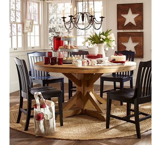 Featured Photo of 20 Inspirations Rustic Mahogany Benchwright Pedestal Extending Dining Tables