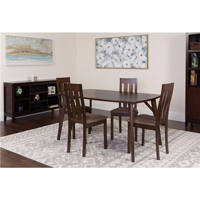 Best And Newest Avondale Dining Tables Throughout Avondale 5 Piece Espresso Wood Dining Table Set With (Photo 17 of 20)