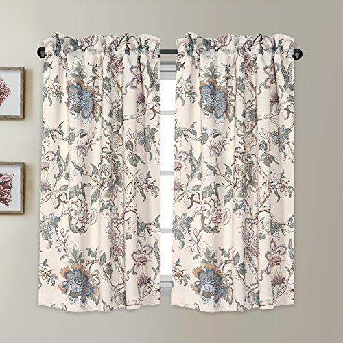 Blackout Energy Saving Ultra Soft Casual Kitchen Curtains Rod Pocket Window  Curtain Tiers For Café, Bath, Laundry, Bedroom – Vintage Floral Pattern In For Rod Pocket Kitchen Tiers (View 27 of 50)