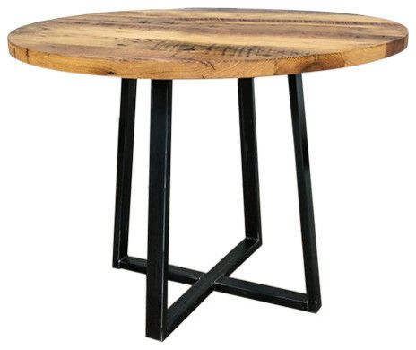 Bowry Reclaimed Wood Dining Tables Intended For Newest Round Reclaimed Wood Dining Table With Metal Pedestal Base, 40"x30h" (View 15 of 20)