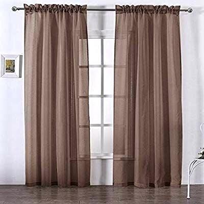 Brown Sheer Curtains For Linen Stripe Rod Pocket Sheer Kitchen Tier Sets (View 13 of 46)