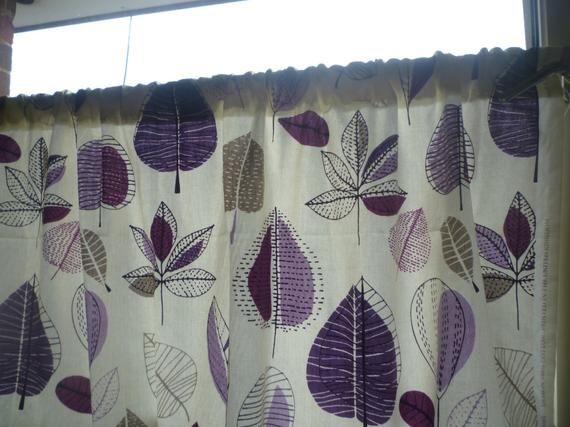Cafe Curtain Purple Grape Curtain Valance Window Funky Grey Floral Rod  Pocket Ruched 54" X 18" Or 14" 100% Cotton With Rod Pocket Cotton Solid Color Ruched Ruffle Kitchen Curtains (Photo 9 of 30)