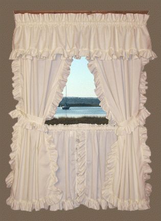 Cape Cod Ruffled Curtains | Ruffle Curtains, Curtains Throughout Class Blue Cotton Blend Macrame Trimmed Decorative Window Curtains (Photo 10 of 30)