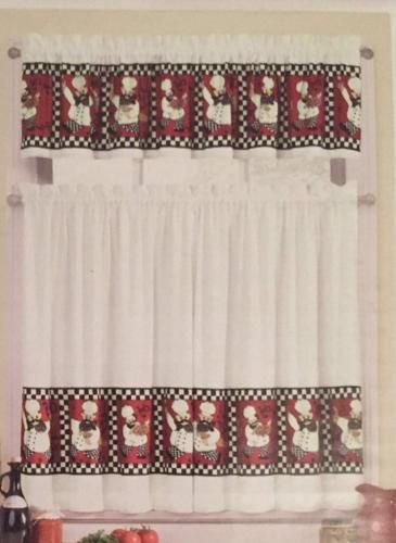 Chef Kitchen Window Tier And Valance Set With Embroidered 'coffee Cup' 5 Piece Kitchen Curtain Sets (View 10 of 30)