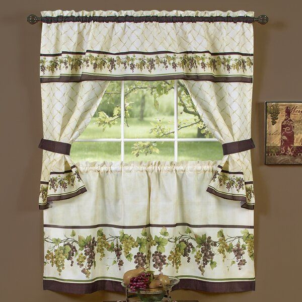 Featured Photo of  Best 30+ of Complete Cottage Curtain Sets with an Antique and Aubergine Grapvine Print
