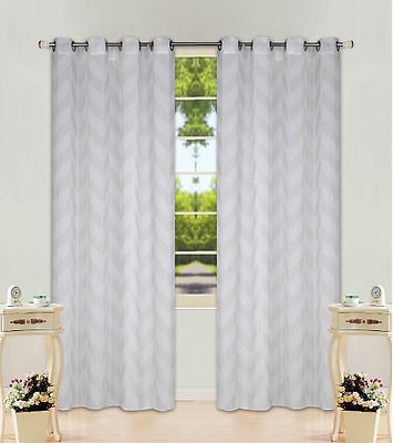 Chevron Stripe Ivory Cream Grommet Voile Sheer Window With Regard To White Micro Striped Semi Sheer Window Curtain Pieces (View 26 of 30)