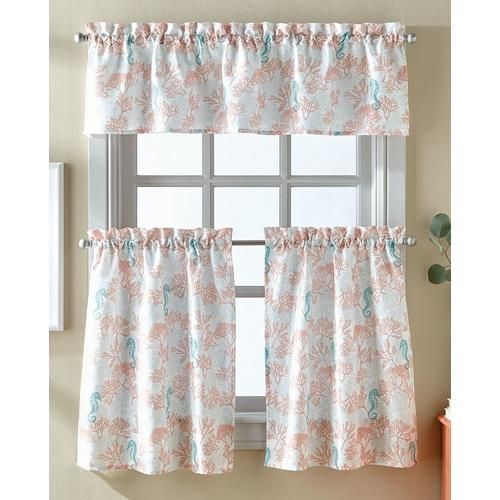 Chf Destinations 3 Pc. Coral Reef Window Valance Set In 2019 Regarding Coastal Tier And Valance Window Curtain Sets (Photo 4 of 30)