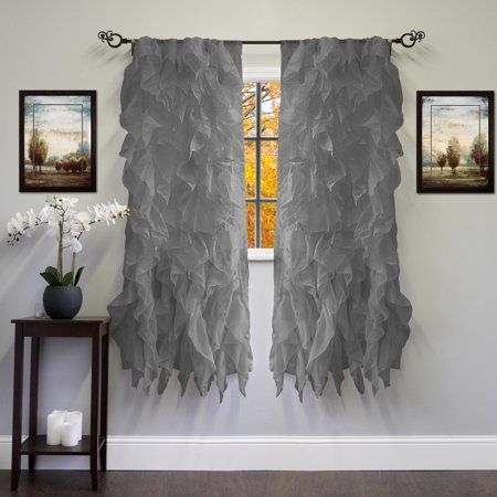 Chic Sheer Voile Vertical Ruffled Tier Window Curtain Panel Intended For Vertical Ruffled Waterfall Valances And Curtain Tiers (Photo 6 of 43)