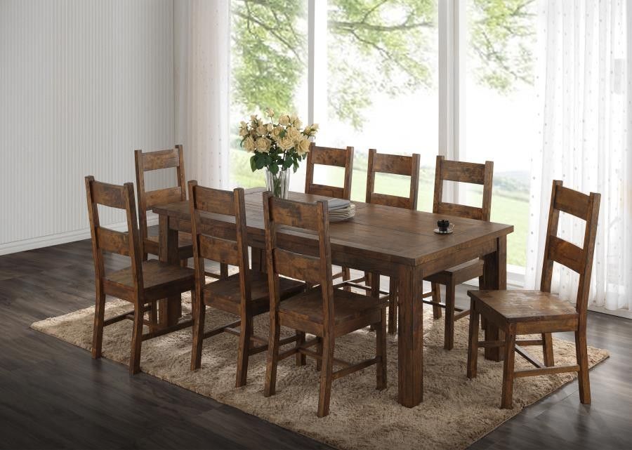 Coleman Rustic Golden Brown Dining Table Throughout Fashionable Griffin Reclaimed Wood Dining Tables (Photo 18 of 30)