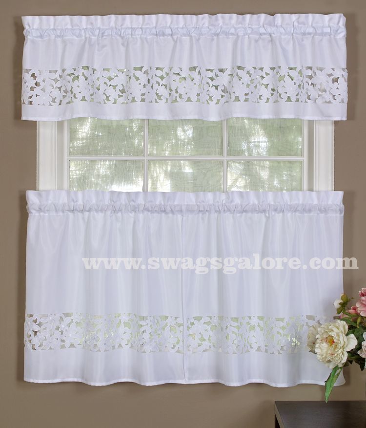 Contessa Is A Wonder Valance & Tier Set. Fabric Is Faux With Floral Lace Rod Pocket Kitchen Curtain Valance And Tiers Sets (Photo 33 of 50)