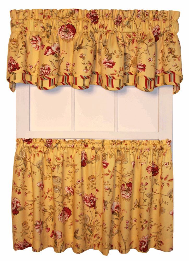 Country Cottage Floral Curtains Tier Valance Or Swags Inside Cottage Ivy Curtain Tiers (Photo 34 of 49)
