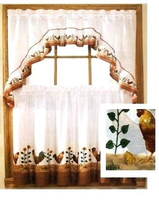 Country Rooster Curtains – Permacon.co Throughout Barnyard Window Curtain Tier Pair And Valance Sets (Photo 17 of 50)