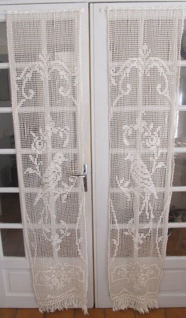 Crochet French Door Curtains, Ivory Crochet Door Panels Throughout Ivory Knit Lace Bird Motif Window Curtain (Photo 47 of 50)