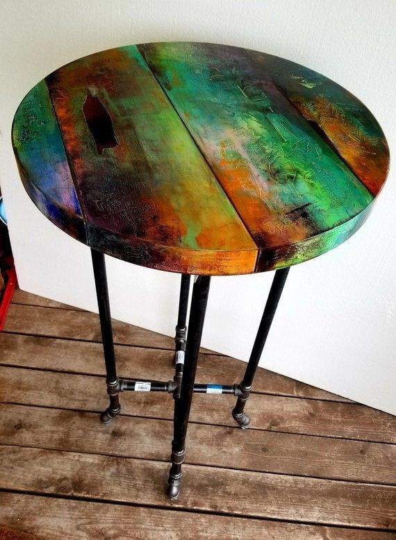 Current Alder Pub Tables Inside Whimsical Hand Painted Bistro Table, Funky Colorful Round (Photo 17 of 20)
