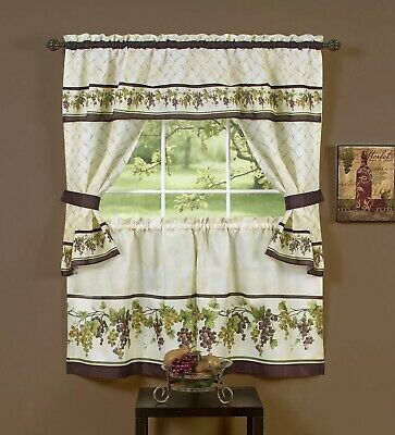 Curtain Sunflower Cottage Set Antique Style Window Kitchen Cafe Swag Tier  Decor | Ebay In Cotton Lace 5 Piece Window Tier And Swag Sets (Photo 31 of 50)