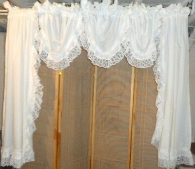 Daisy Floral Lace Curtains Swag & Tier Set 57" Floral Modern With Regard To Cotton Lace 5 Piece Window Tier And Swag Sets (View 12 of 50)