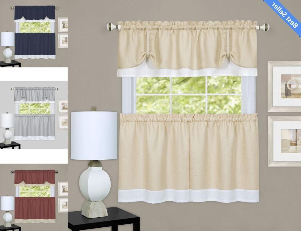 Darcy Semi Sheer Tie Up Kitchen Curtain Tier & Valance Set – Assorted Colors Inside Window Curtain Tier And Valance Sets (Photo 24 of 50)