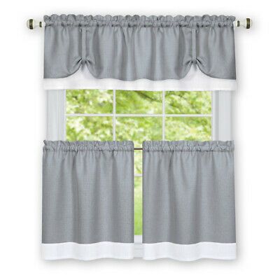 Darcy Two Tone Rod Pocket Café Curtain Tiers – 2 Piece Set Within Traditional Two Piece Tailored Tier And Valance Window Curtains (Photo 41 of 50)
