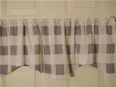 Details About Farmhouse Kitchen Valance Curtain~2 1/2" Buffalo  Check~gray~white~window~topper Regarding Barnyard Buffalo Check Rooster Window Valances (View 12 of 30)