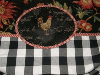 Details About Valance French Country Toile Rooster Plaid Intended For Barnyard Buffalo Check Rooster Window Valances (View 9 of 30)