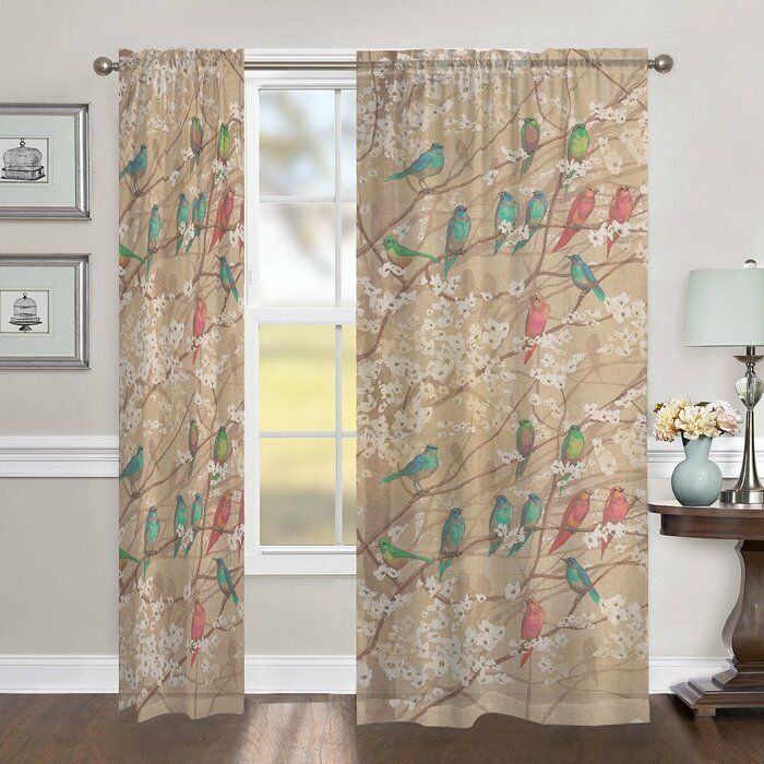 Eggers Azalea Leaves Floral Room Darkening Rod Pocket Single Curtain Panel Within Floral Blossom Ink Painting Thermal Room Darkening Kitchen Tier Pairs (View 17 of 49)