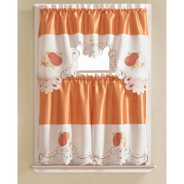 Embroidered Kitchen Curtains | Wayfair With Fluttering Butterfly White Embroidered Tier, Swag, Or Valance Kitchen Curtains (View 46 of 50)