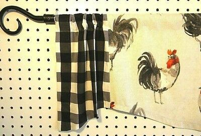 Farm House Roosters~red~gray~black~buffalo Check~valance Throughout Barnyard Buffalo Check Rooster Window Valances (Photo 6 of 30)