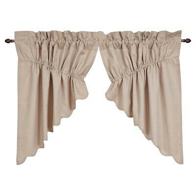 Farmhouse Kitchen Curtains Vhc Charlotte Prairie Swag Pair Rod Pocket | Ebay Within Rod Pocket Cotton Linen Blend Solid Color Flax Kitchen Curtains (View 21 of 30)