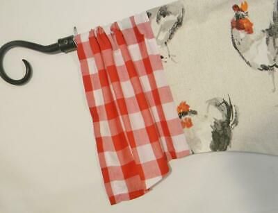 Farmhouse Kitchen Valance~barn~tractor~rooster~navy~ Check Within Barnyard Buffalo Check Rooster Window Valances (Photo 3 of 30)