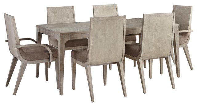 Favorite Alexandra 7 Piece Dining Set, Rectangular Table, 4 Side Chairs, 2 Arm Chairs Regarding Alexandra Round Marble Pedestal Dining Tables (Photo 18 of 30)