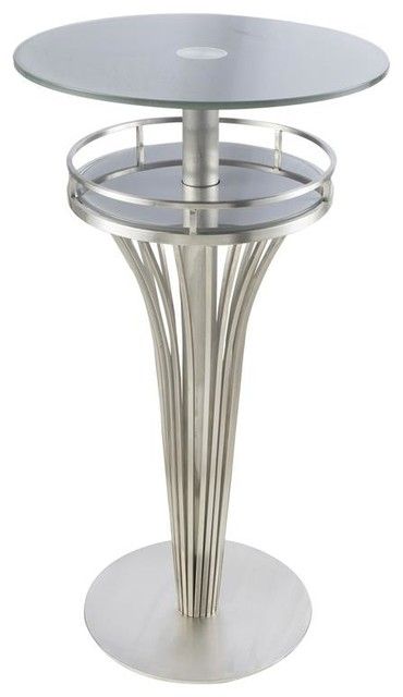Favorite Clyde Round Bar Tables With Regard To Yukon Contemporary Bar Table, Stainless Steel And Gray Frosted Glass (Photo 18 of 20)