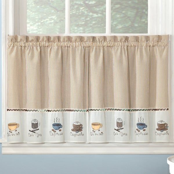 Featured Photo of 2024 Best of Coffee Drinks Embroidered Window Valances and Tiers